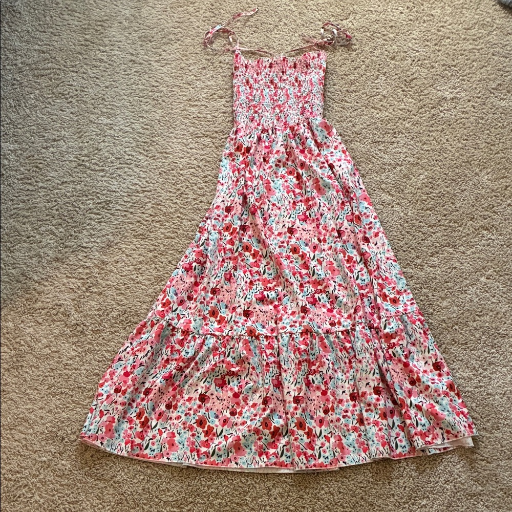 Floral Maxi Dress with Tie Straps